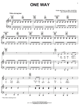 page one of One Way (Piano, Vocal & Guitar Chords (Right-Hand Melody))