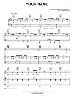 page one of Your Name (Piano, Vocal & Guitar Chords (Right-Hand Melody))