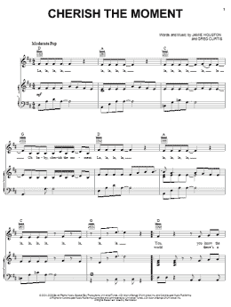 page one of Cherish The Moment (Piano, Vocal & Guitar Chords (Right-Hand Melody))