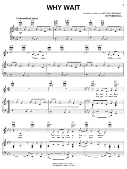 page one of Why Wait (Piano, Vocal & Guitar Chords (Right-Hand Melody))