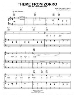 page one of Theme From Zorro (Piano, Vocal & Guitar Chords (Right-Hand Melody))