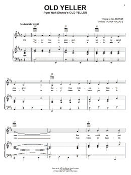 page one of Old Yeller (Piano, Vocal & Guitar Chords (Right-Hand Melody))