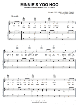 page one of Minnie's Yoo Hoo (Piano, Vocal & Guitar Chords (Right-Hand Melody))