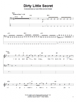 page one of Dirty Little Secret (Bass Guitar Tab)