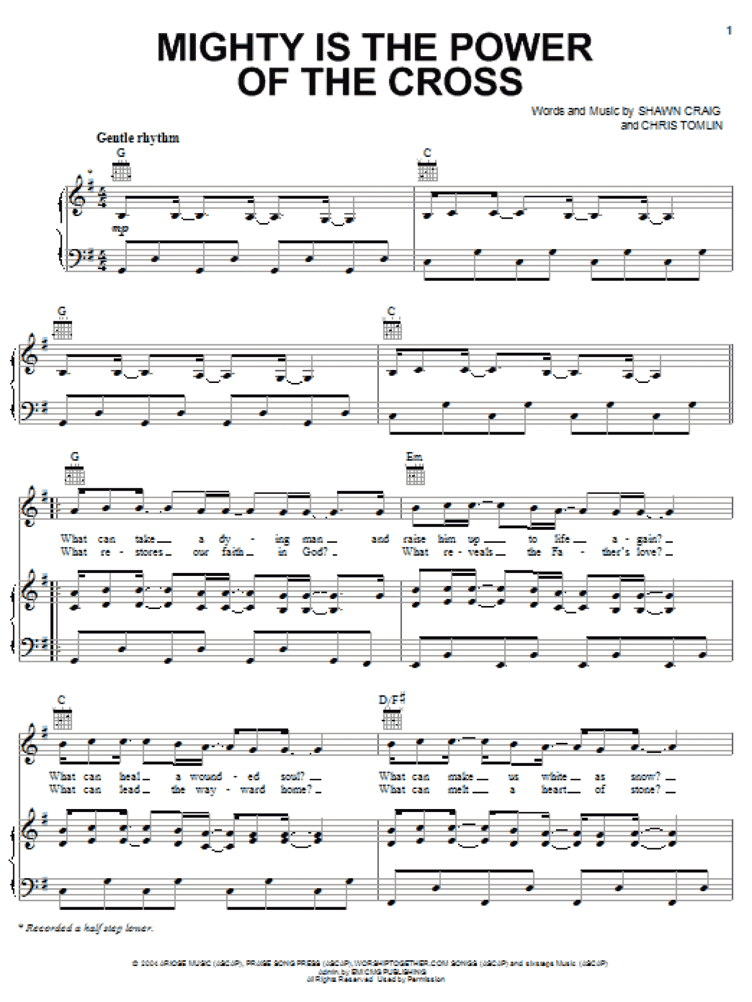 Mighty Is The Power Of The Cross (Piano, Vocal & Guitar Chords (Right-Hand Melody))