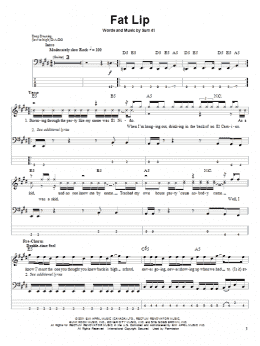 page one of Fat Lip (Bass Guitar Tab)
