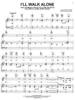 page one of I'll Walk Alone (from With A Song In My Heart) (Piano, Vocal & Guitar Chords (Right-Hand Melody))