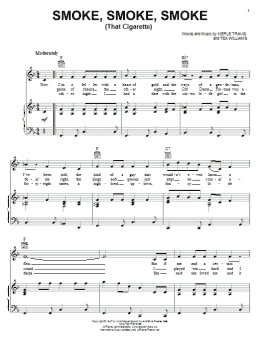 page one of Smoke, Smoke, Smoke (That Cigarette) (Piano, Vocal & Guitar Chords (Right-Hand Melody))