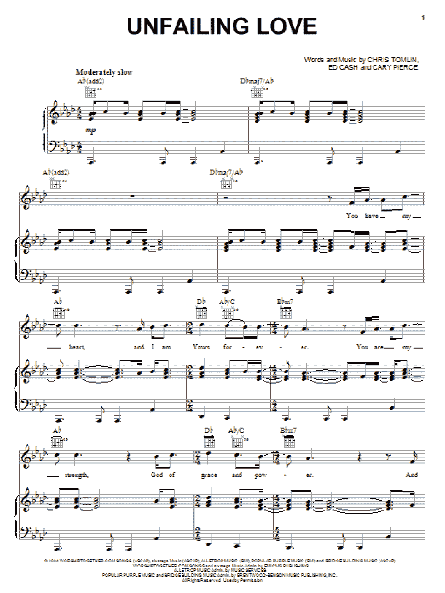 Unfailing Love (Piano, Vocal & Guitar Chords (Right-Hand Melody))