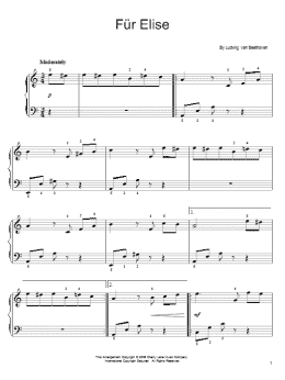 page one of Fur Elise (Easy Piano)