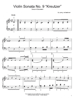 page one of Andante from Violin Sonata No. 9 (Kreutzer) (Easy Piano)