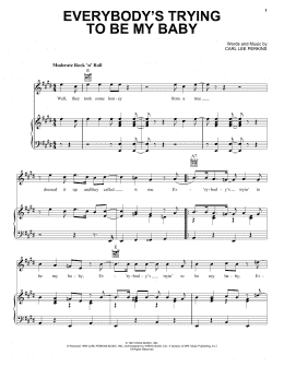 page one of Everybody's Trying To Be My Baby (Piano, Vocal & Guitar Chords (Right-Hand Melody))