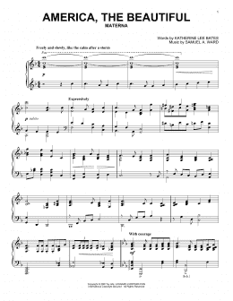 page one of America, The Beautiful (Piano Solo)