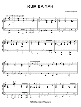 page one of Kum Ba Yah (Piano Solo)