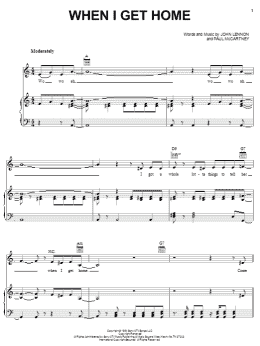 page one of When I Get Home (Piano, Vocal & Guitar Chords (Right-Hand Melody))