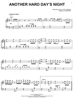 page one of Another Hard Day's Night (Piano, Vocal & Guitar Chords (Right-Hand Melody))
