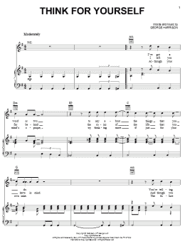 page one of Think For Yourself (Piano, Vocal & Guitar Chords (Right-Hand Melody))