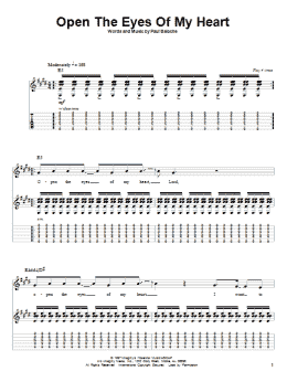page one of Open The Eyes Of My Heart (Guitar Tab (Single Guitar))