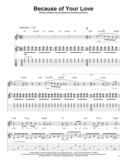 page one of Because Of Your Love (Guitar Tab (Single Guitar))