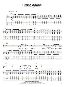 page one of Praise Adonai (Guitar Tab (Single Guitar))