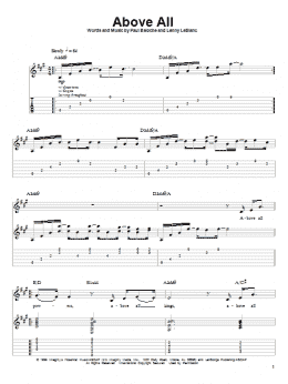 page one of Above All (Guitar Tab (Single Guitar))