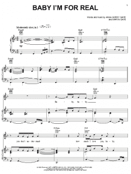 page one of Baby I'm For Real (Piano, Vocal & Guitar Chords (Right-Hand Melody))