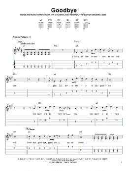 page one of Goodbye (Easy Guitar Tab)