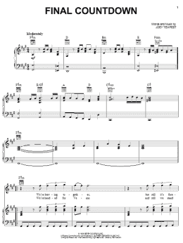 page one of Final Countdown (Piano, Vocal & Guitar Chords (Right-Hand Melody))