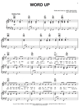 page one of Word Up (Piano, Vocal & Guitar Chords (Right-Hand Melody))