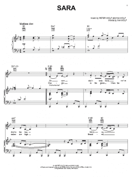 page one of Sara (Piano, Vocal & Guitar Chords (Right-Hand Melody))