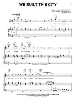 page one of We Built This City (Piano, Vocal & Guitar Chords (Right-Hand Melody))