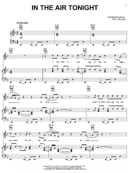 page one of In The Air Tonight (Piano, Vocal & Guitar Chords (Right-Hand Melody))