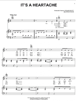 page one of It's A Heartache (Piano, Vocal & Guitar Chords (Right-Hand Melody))