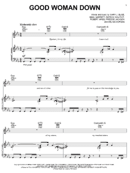 page one of Good Woman Down (Piano, Vocal & Guitar Chords (Right-Hand Melody))