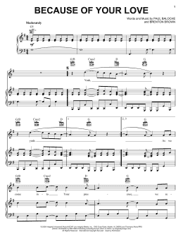 page one of Because Of Your Love (Piano, Vocal & Guitar Chords (Right-Hand Melody))