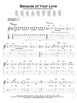 page one of Because Of Your Love (Easy Guitar Tab)
