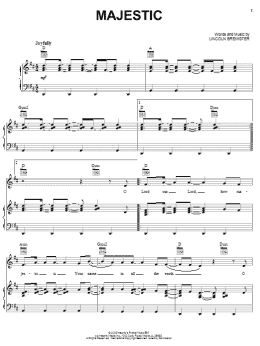 page one of Majestic (Piano, Vocal & Guitar Chords (Right-Hand Melody))