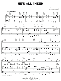 page one of He's All I Need (Piano, Vocal & Guitar Chords (Right-Hand Melody))