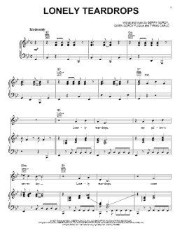 page one of Lonely Teardrops (Piano, Vocal & Guitar Chords (Right-Hand Melody))