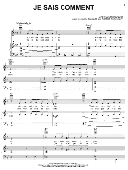 page one of Je Sais Comment (Piano, Vocal & Guitar Chords (Right-Hand Melody))
