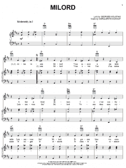 page one of Milord (Piano, Vocal & Guitar Chords (Right-Hand Melody))