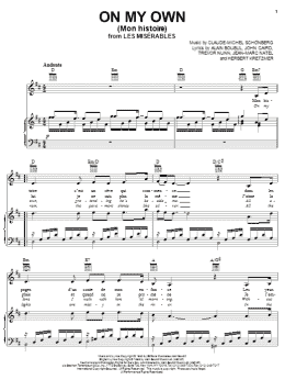 page one of On My Own (Mon Histoire) [French version] (Piano, Vocal & Guitar Chords (Right-Hand Melody))
