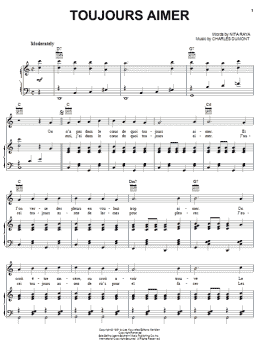page one of Toujours Aimer (Piano, Vocal & Guitar Chords (Right-Hand Melody))