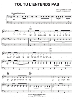 page one of Toi, Tu L'entends Pas (Piano, Vocal & Guitar Chords (Right-Hand Melody))