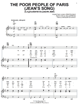 page one of The Poor People Of Paris (Jean's Song) (Piano, Vocal & Guitar Chords (Right-Hand Melody))
