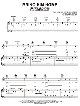 page one of Bring Him Home (Comme Un Homme) [French version] (Piano, Vocal & Guitar Chords (Right-Hand Melody))