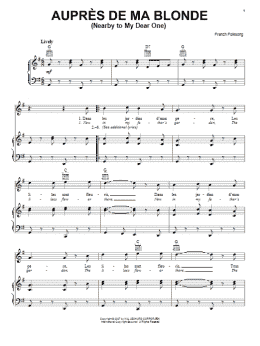 page one of Aupres De Ma Blonde (Nearby To My Dear One) (Piano, Vocal & Guitar Chords (Right-Hand Melody))