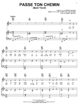 page one of Passe Ton Chemin (Back Track!) (Piano, Vocal & Guitar Chords (Right-Hand Melody))