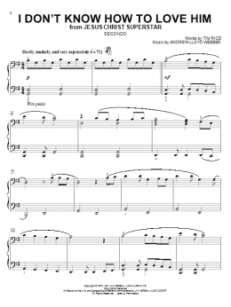 page one of I Don't Know How To Love Him (Piano Duet)