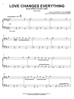 page one of Love Changes Everything (from Aspects Of Love) (Piano Duet)